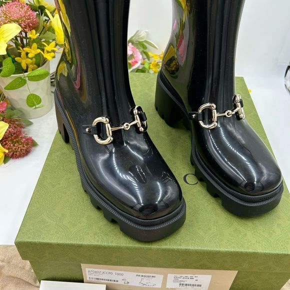 Women’s Gucci Horsebit, accent, ankle rubber, rain/snow boot size 40 made Italy. - Picture 7 of 11